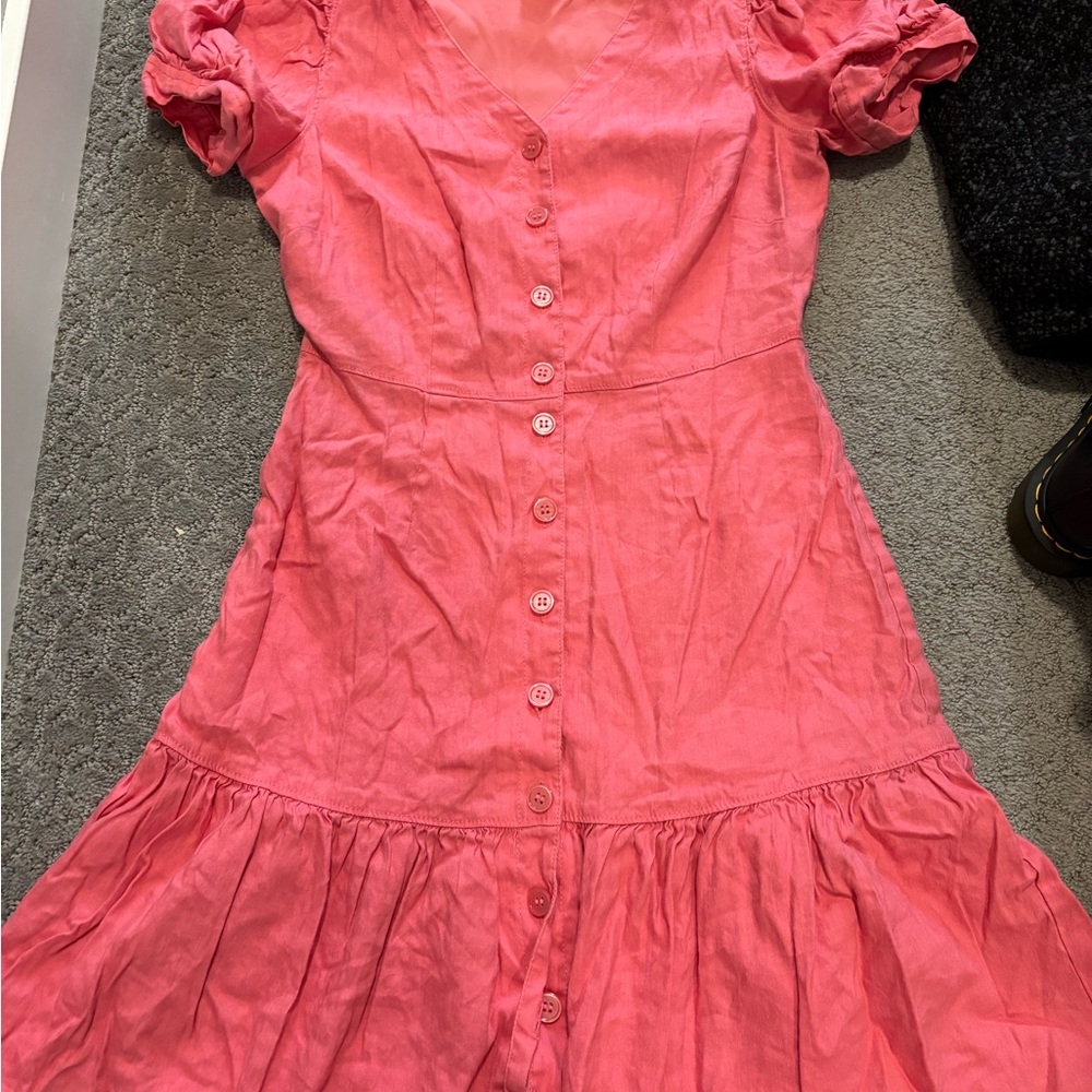 Coral Button-Down Dress
